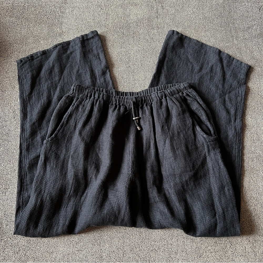 FLAX black wide leg linen pants